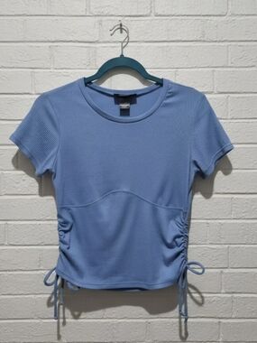 Mossimo Supply Co. Sky Blue Ribbed Side-Tie Crop Top